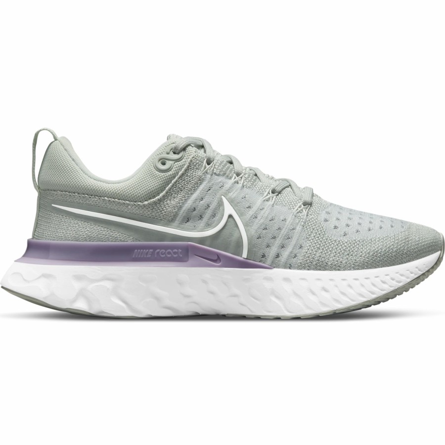 * Nike Women'S React Infinity Run Flyknit 2 (005 Light Silver/White-Infinite Lilac) Footwear