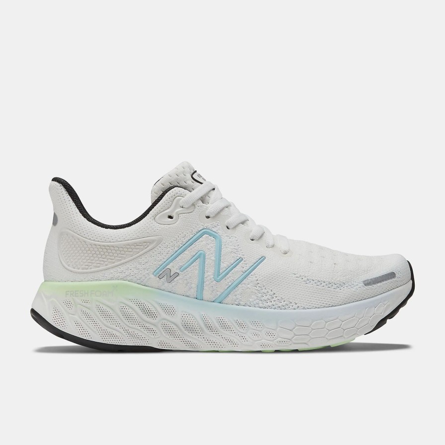 * New Balance Women'S Fresh Foam X 1080V12 (N- White/Bleach Blue/Green Aura) Footwear