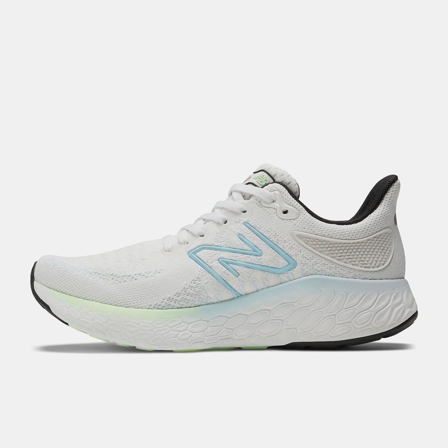 * New Balance Women'S Fresh Foam X 1080V12 (N- White/Bleach Blue/Green Aura) Footwear