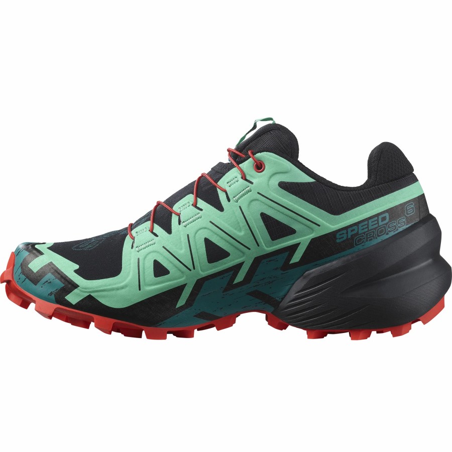 * Salomon Women'S Speedcross 6 (Black/Biscay Green/Fiery Red) Footwear