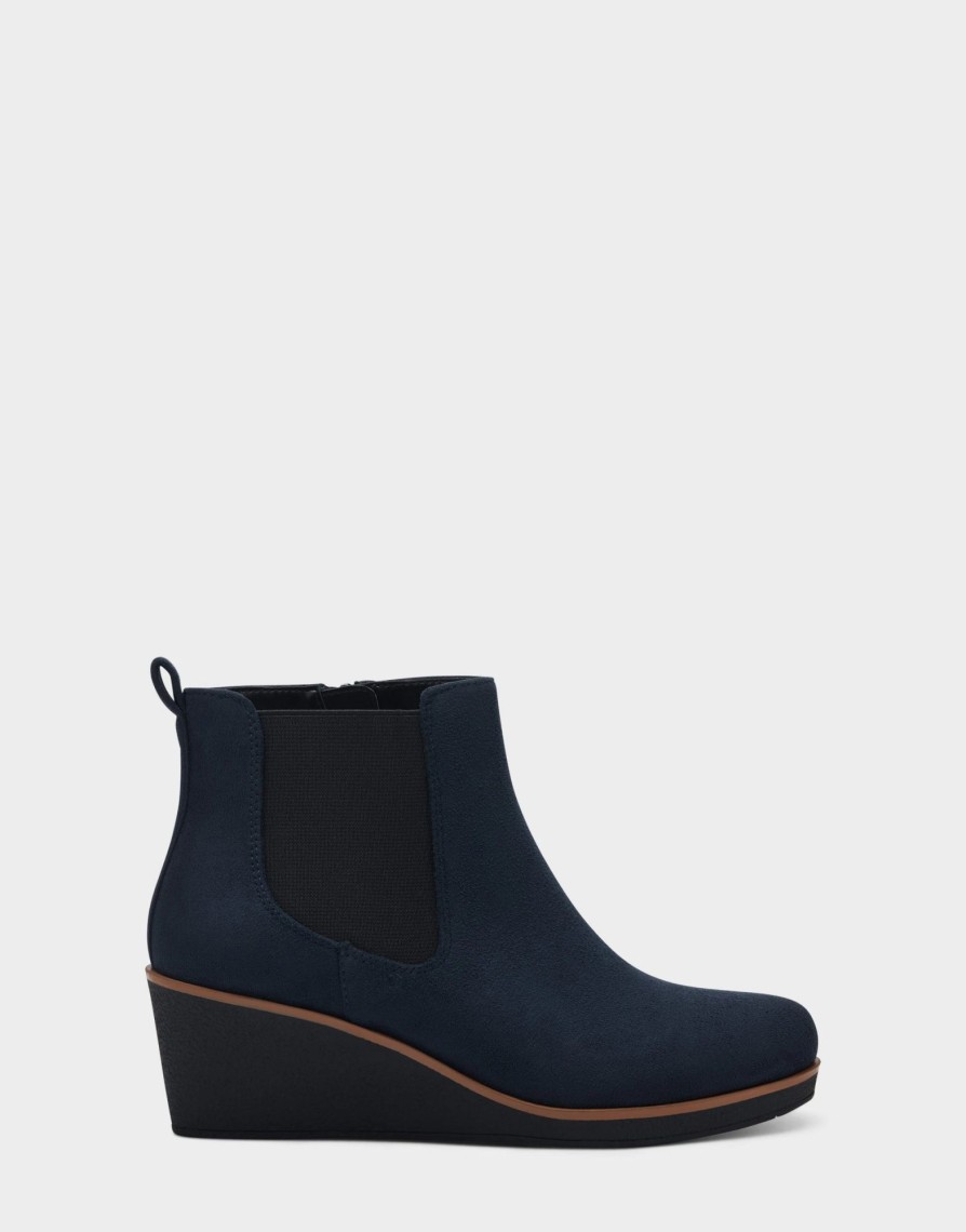 * Aerosoles Brandi Navy Faux Suede Ankle Boots