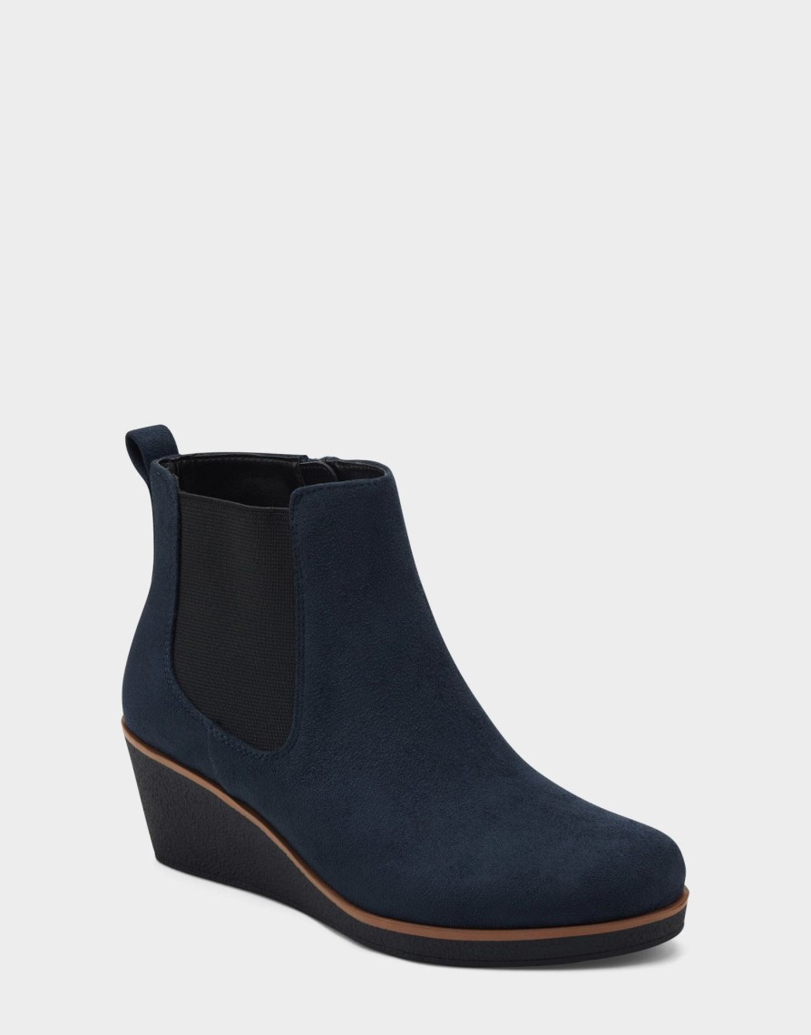 * Aerosoles Brandi Navy Faux Suede Ankle Boots