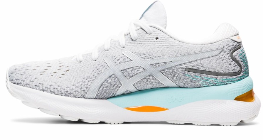 * Asics Women'S Gel-Nimbus 24 (100 White/Pure Silver) Footwear