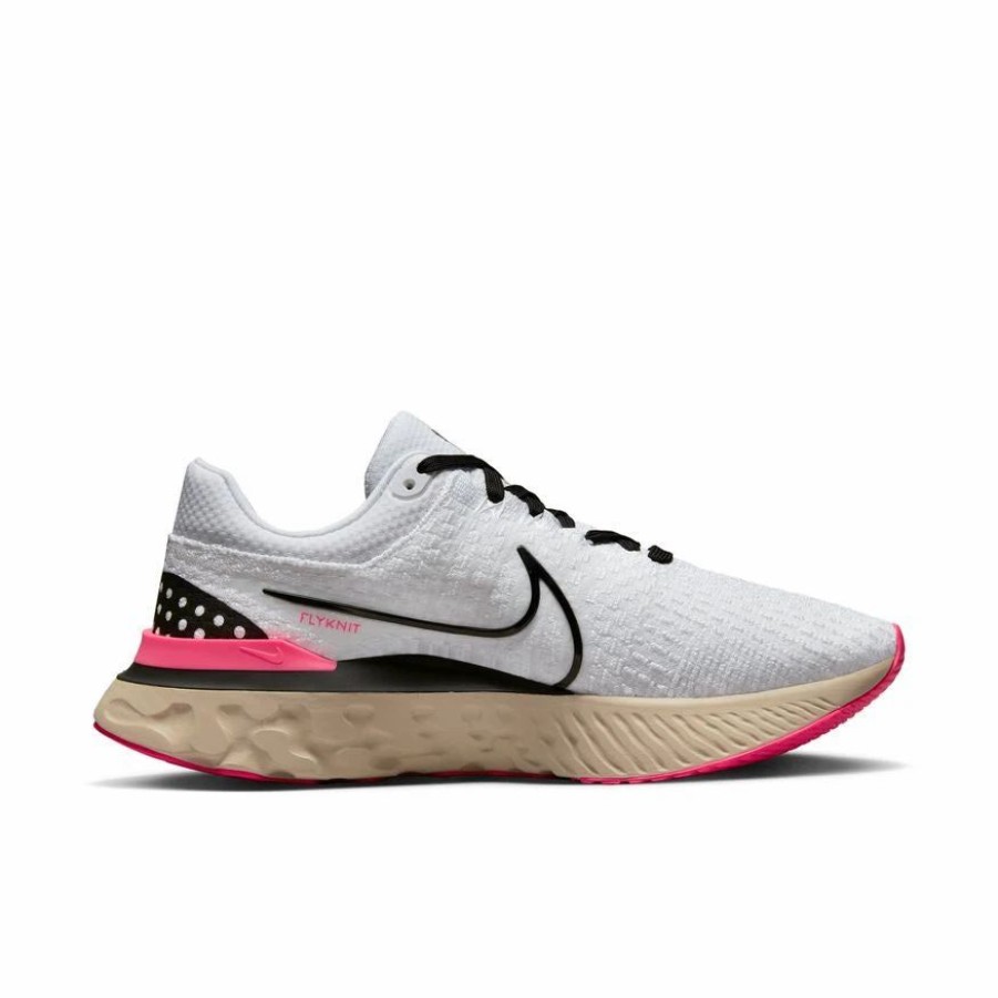 * Nike Men'S React Infinity Run Flyknit 3 (101 White/Black/Pearl White/Hyper Pink) Footwear