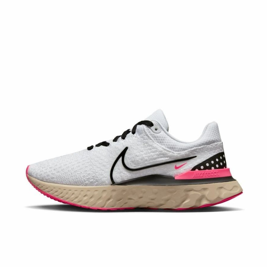 * Nike Men'S React Infinity Run Flyknit 3 (101 White/Black/Pearl White/Hyper Pink) Footwear