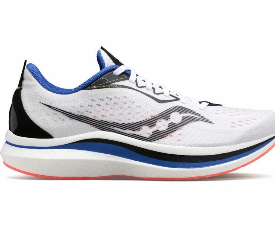 * Saucony Men'S Endorphin Speed 2 (84 White/Black/Vizi) Footwear