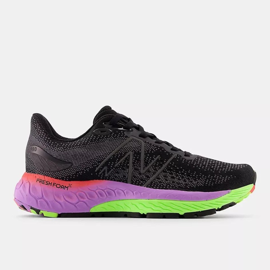 * New Balance Women'S Fresh Foam X 880 V12 (T Black/Pixel Green/Electric Purple) Footwear