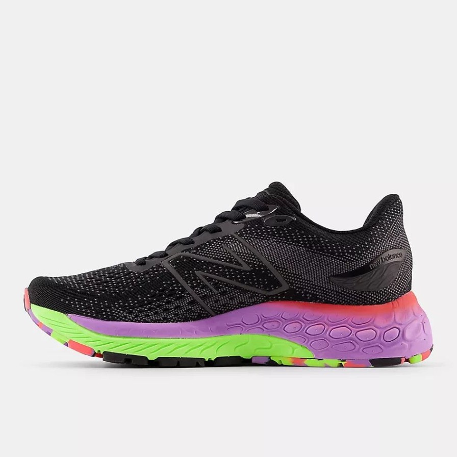 * New Balance Women'S Fresh Foam X 880 V12 (T Black/Pixel Green/Electric Purple) Footwear