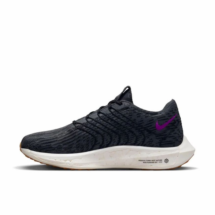 * Nike Men'S Pegasus Turbo Flyknit Next Nature (003 Black/Vivid Purple/Anthracite) Footwear