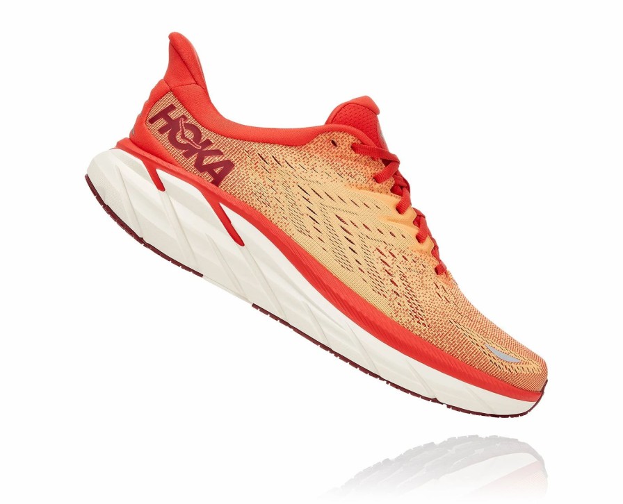 * Hoka Men'S Clifton 8 (Fbor Fiesta/Blazing Orange) Footwear