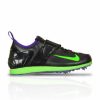 * Nike Uni Zoom Pole Vault Ii (035 Black/Green Trike-Frc Purple) Footwear