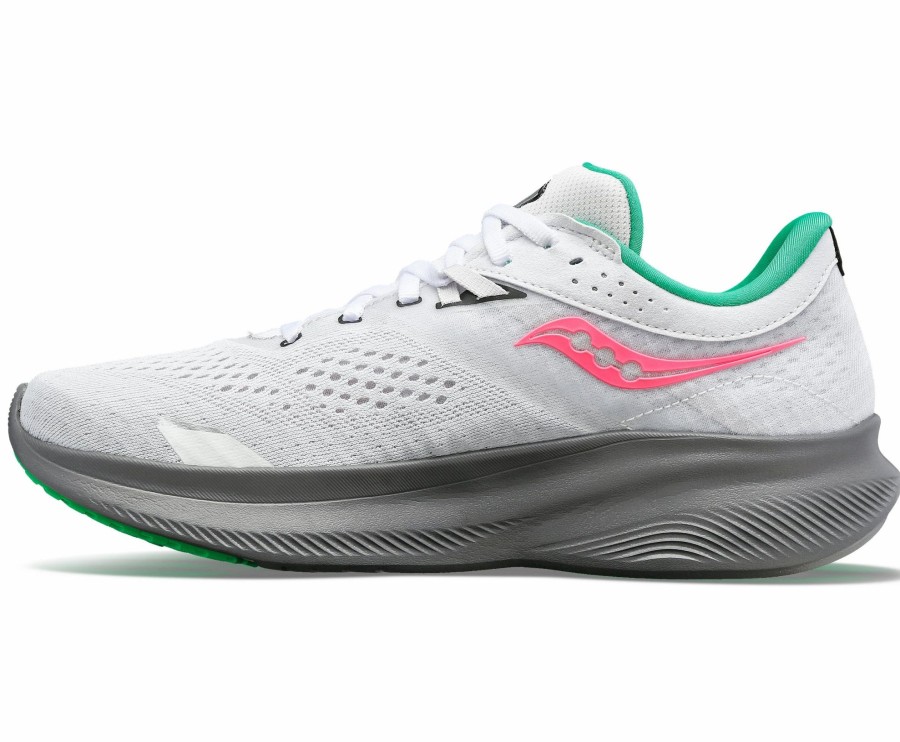 * Saucony Women'S Ride 16 (85 White/Gravel) Footwear