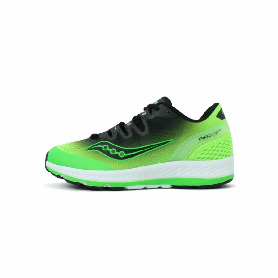 * Saucony Kid'S Freedom Iso (Black/Green/Fade) Footwear