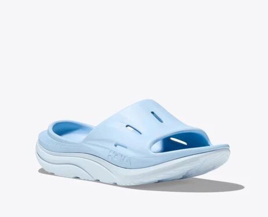 * Hoka U Ora Recovery Slide 3 (Iwab Ice Water/Airy Blue) Footwear