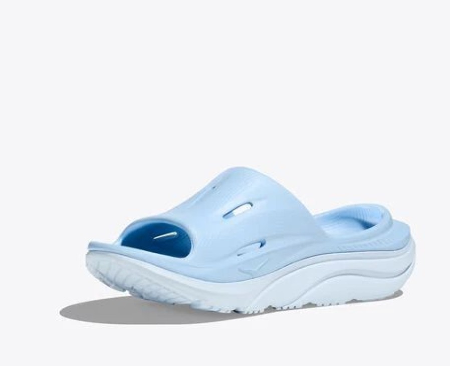 * Hoka U Ora Recovery Slide 3 (Iwab Ice Water/Airy Blue) Footwear