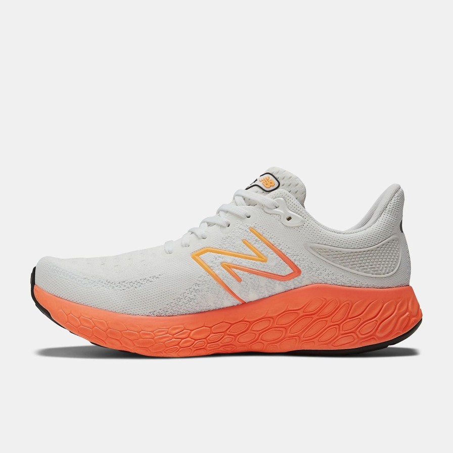 * New Balance Men'S Fresh Foam X 1080V12 (O White/Neon Dragonfly/Hot Marigold) Footwear