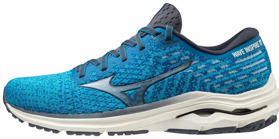 * Mizuno Men'S Wave Inspire 17 Waveknit (5Fre Mykonos Blue/Ombre Blue) Footwear