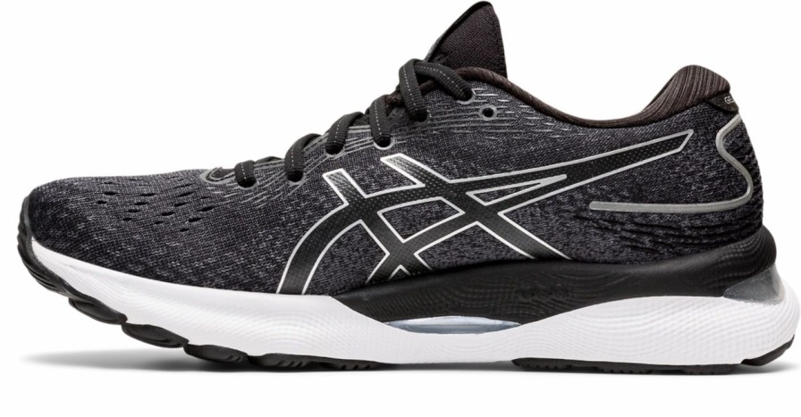 * Asics Women'S Gel-Nimbus 24 Wide (001 Black/Pure Silver) Footwear