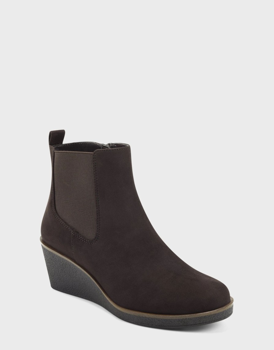 * Aerosoles Brandi Brown Faux Suede Ankle Boots