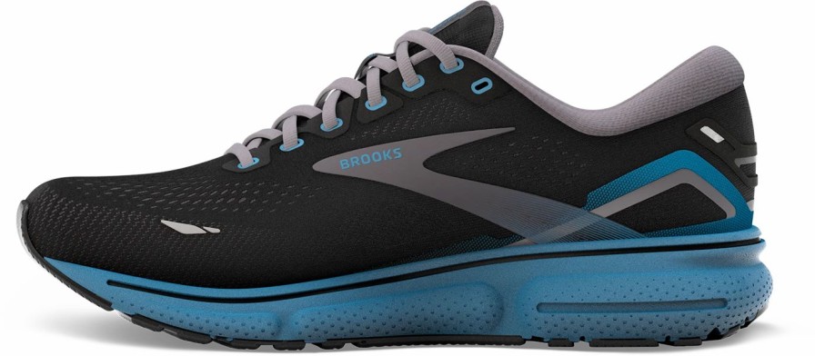 * Brooks Men'S Ghost 15 (056 Black/Blackened Pearl/Blue) Footwear