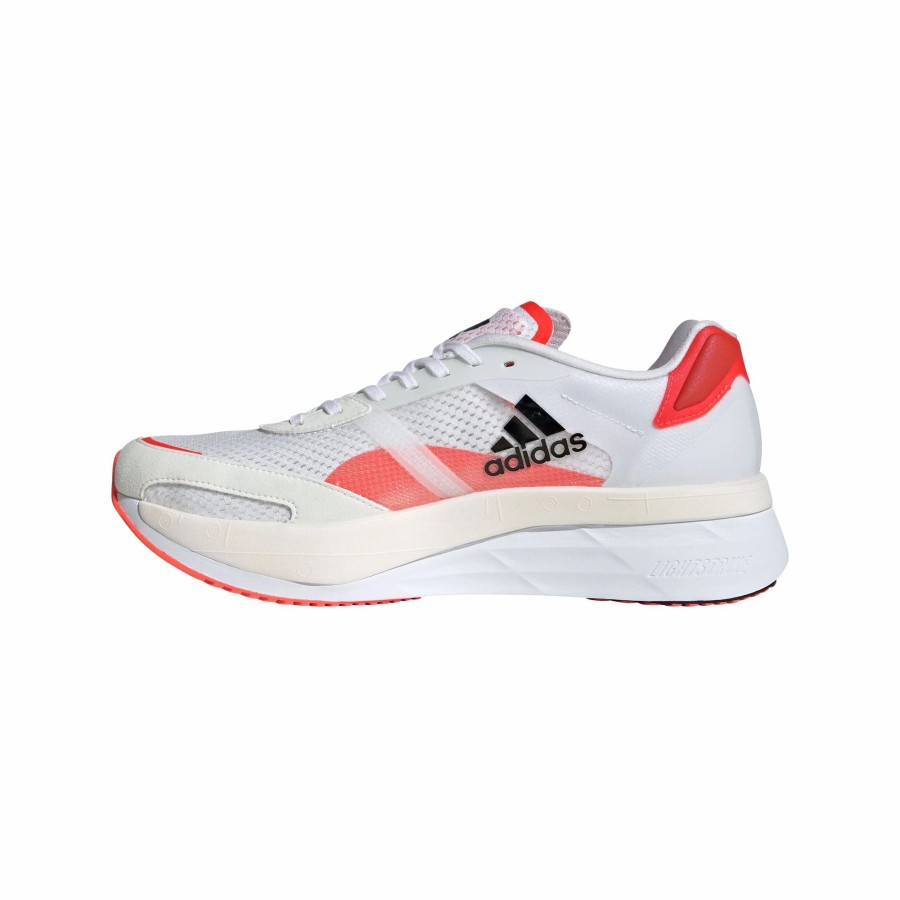 * Adidas Men'S Adizero Boston 10 (White/Core Black/Solar Red) Footwear