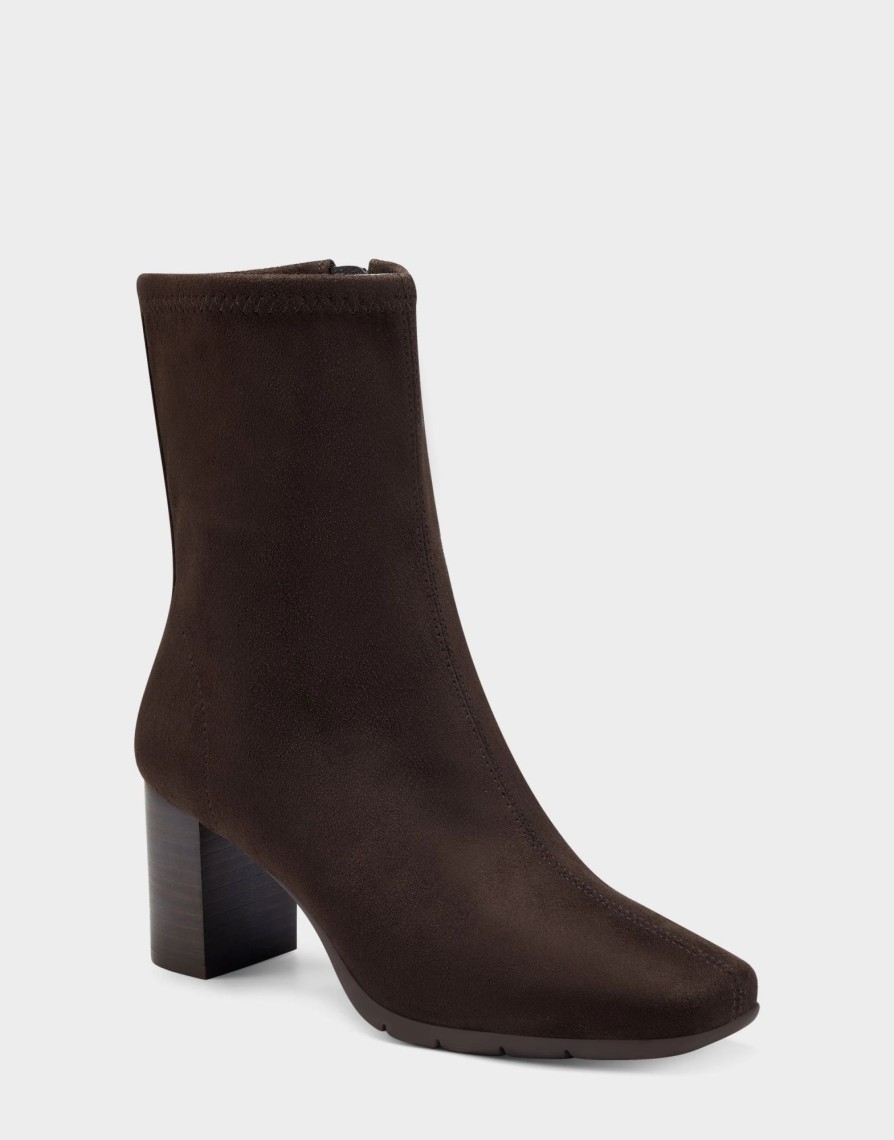 * Aerosoles Miley Brown Faux Suede Ankle Boots