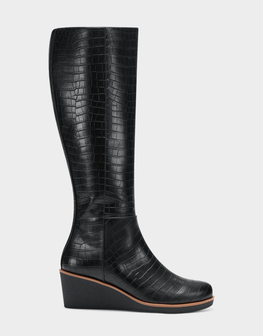 * Aerosoles Brenna Black Croco Tall Boots