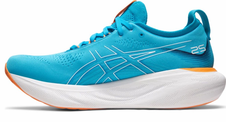 * Asics Men'S Gel-Nimbus 25 (400 Island Blue/Sun Peach) Footwear