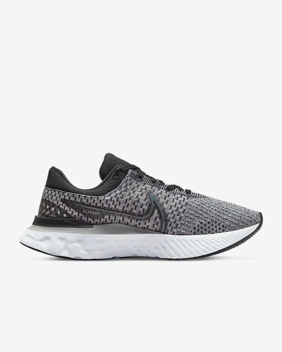 * Nike Men'S React Infinity Run Flyknit 3 (006 Black/Grey Fog/White/Dark Smoke Grey) Footwear