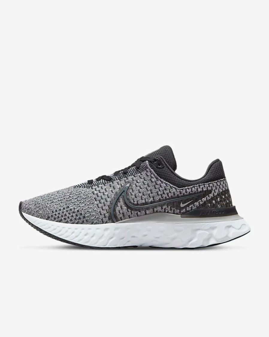 * Nike Men'S React Infinity Run Flyknit 3 (006 Black/Grey Fog/White/Dark Smoke Grey) Footwear