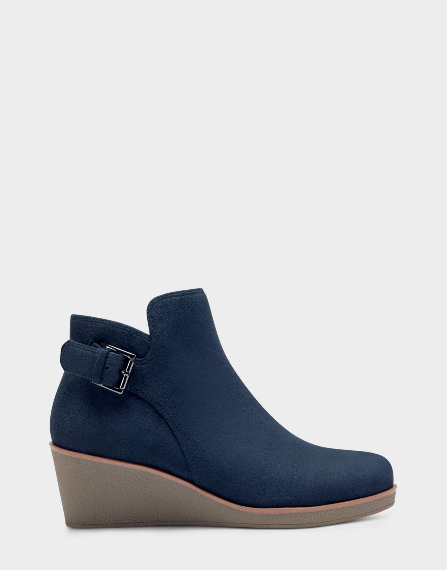 * Aerosoles Bradley Navy Faux Suede Ankle Boots