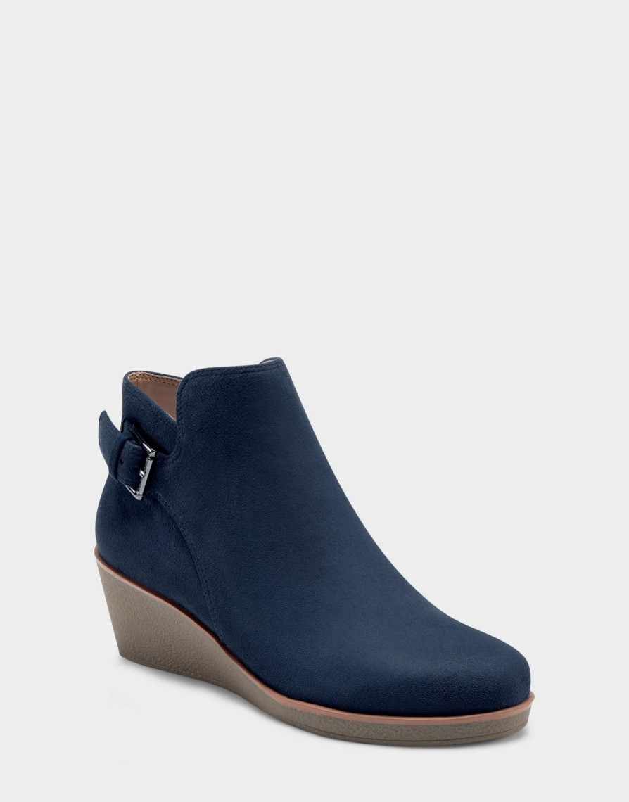 * Aerosoles Bradley Navy Faux Suede Ankle Boots