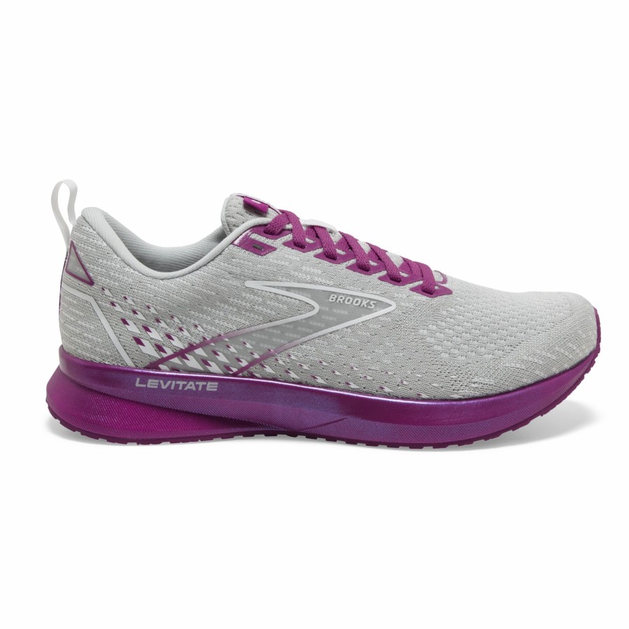 * Brooks Women'S Levitate 5 (003 Grey/Lavender/Baton Rouge) Footwear