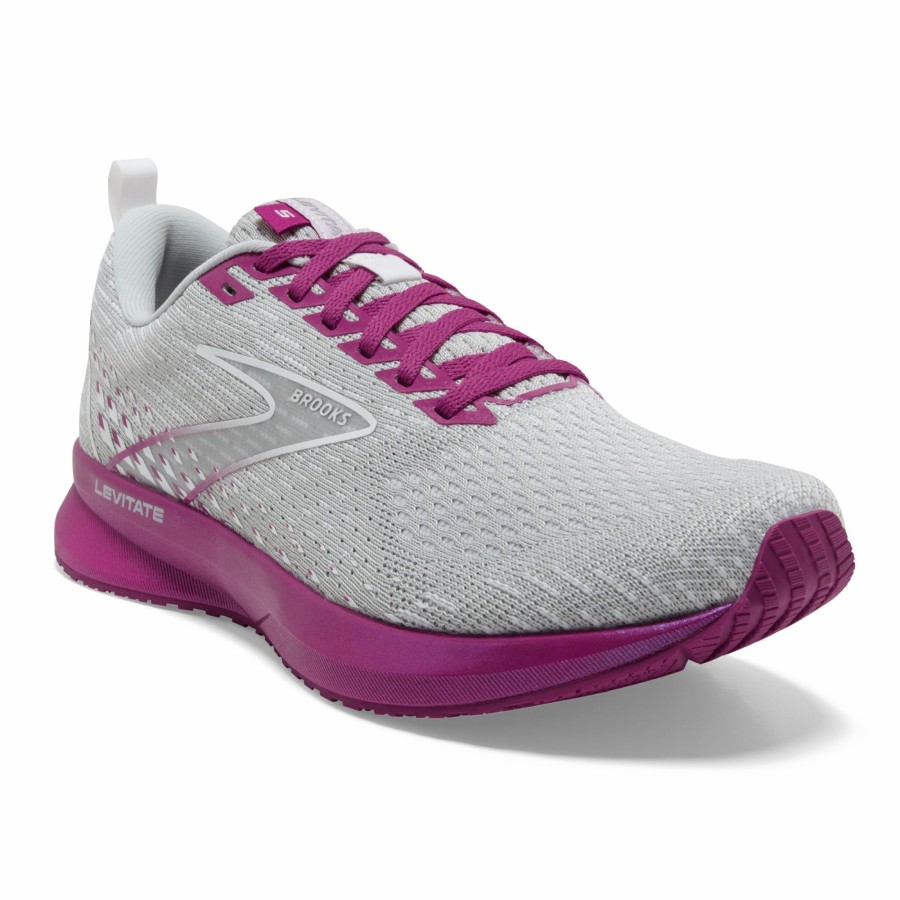 * Brooks Women'S Levitate 5 (003 Grey/Lavender/Baton Rouge) Footwear