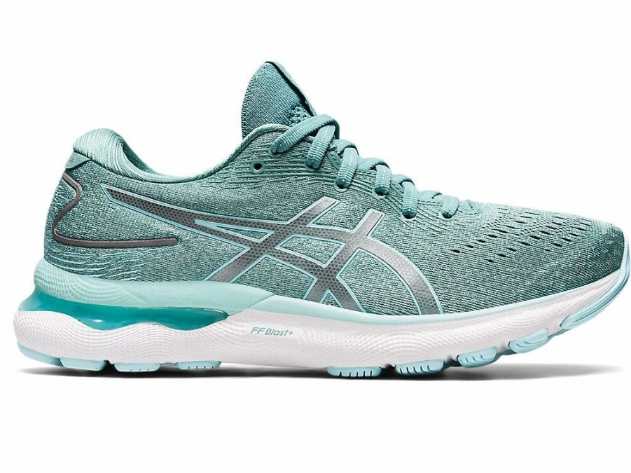 * Asics Women'S Gel-Nimbus 24 Wide (300 Sage/Clear Blue) Footwear