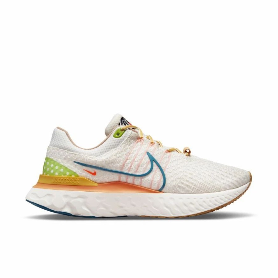 * Nike Men'S React Infinity Run Flyknit 3 (141 Sail/Rift Blue/Sail/Hot Curry) Footwear